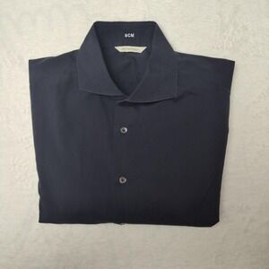 Suitsupply Shirt Mens Large Blue Dress Spread Collar Long Sleeve Albini Cotton